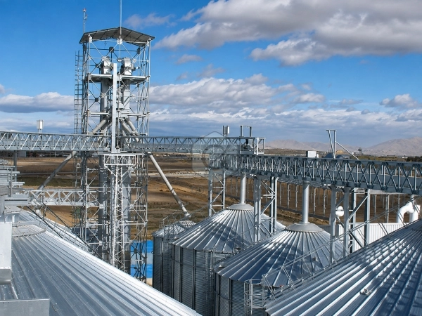 Sistema de transporte de grano para llenado y distribución a silos